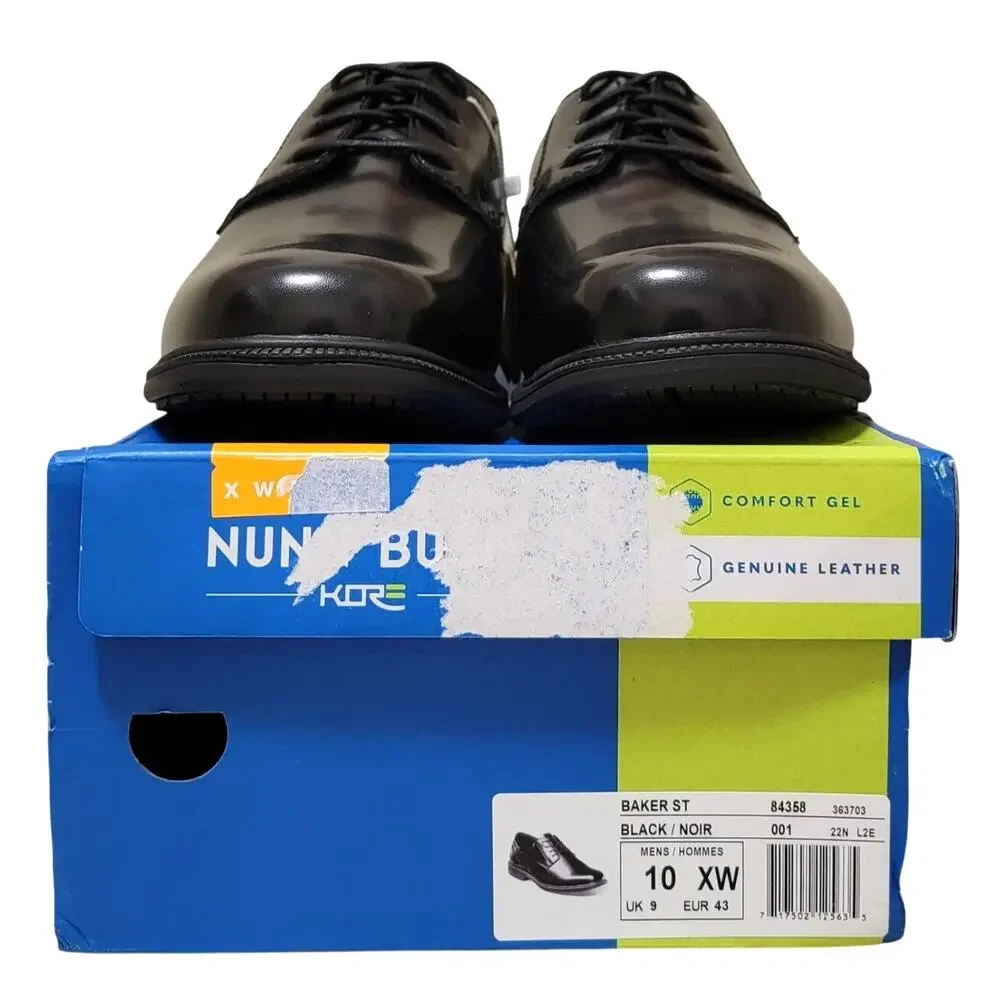 Nunn Bush Men Baker Street Plain Toe Derby Oxfords Size US 10XW Black Leather